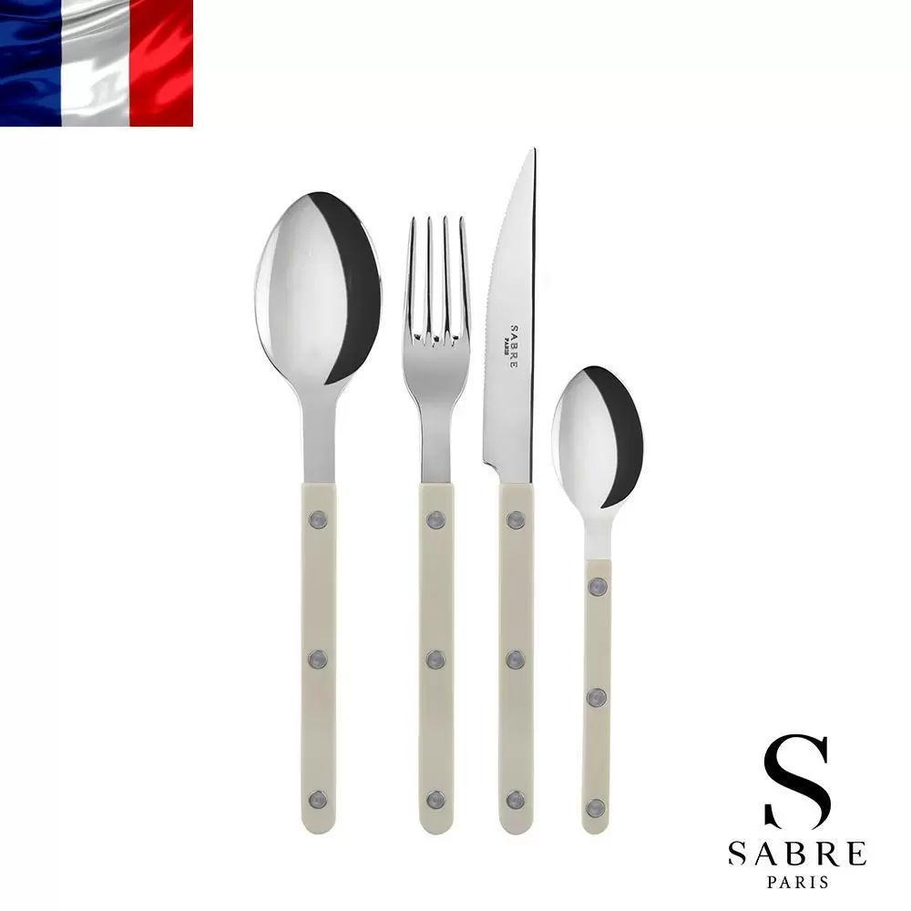 Sabre Paris Bistrot復古酒館純色系列-亮面餐具4件組-淺卡其