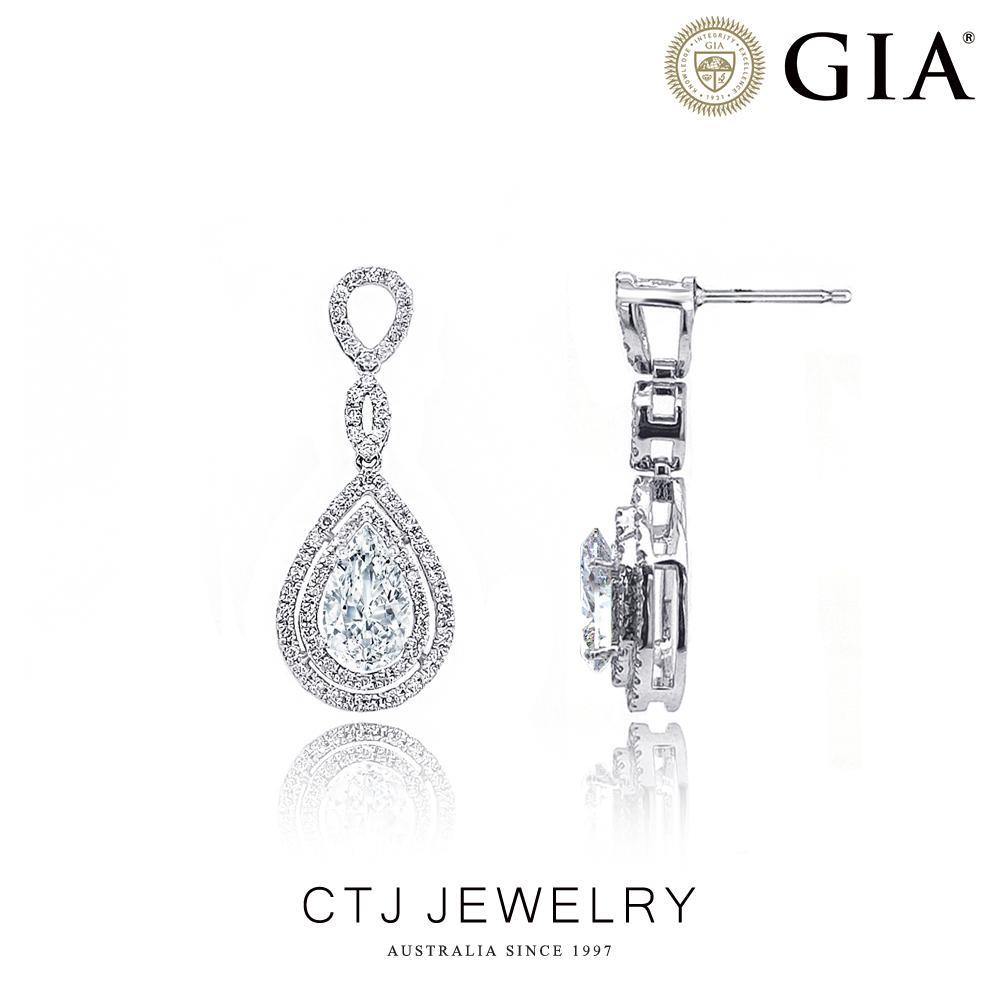 CTJ 奢華GIA1克拉18K水滴鑽石耳環(DSI2) - ViVa美好購物網