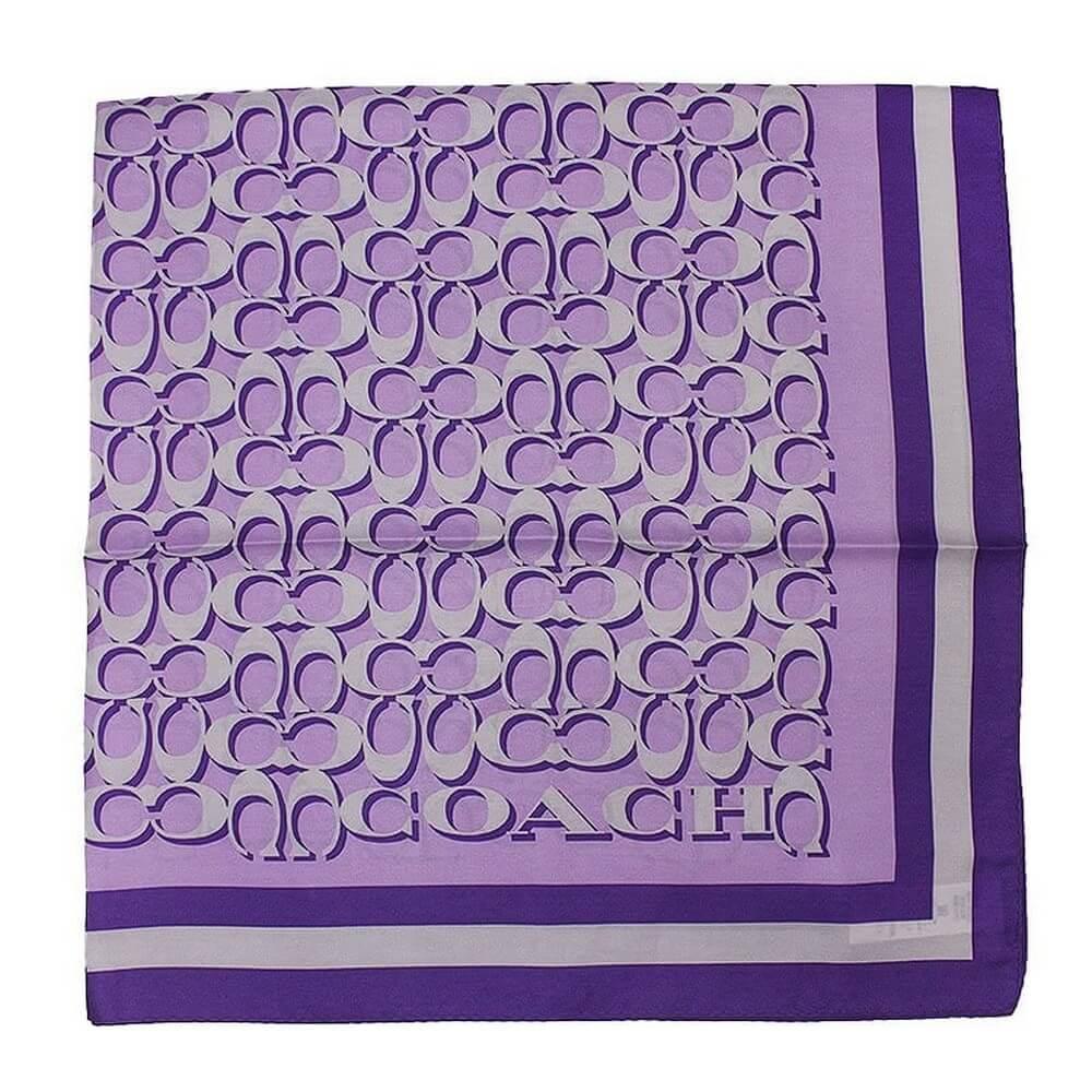 【COACH】經典滿版C LOGO蠶絲大方巾/領巾(紫色)